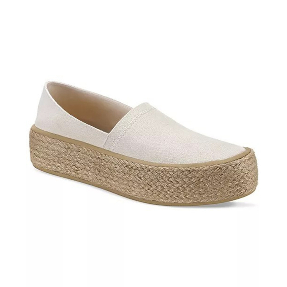 Woman White Beige Canvas Slip-On Espadrille Platform Sneakers Shoes 9.5 M - Picture 2 of 7